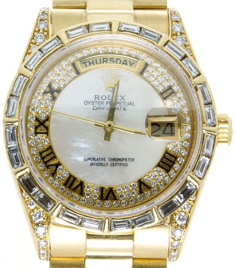 rolex baguette diamond bezel|Rolex president diamond bezel.